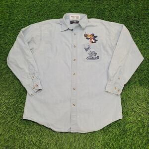 Vintage 90s Looney-Tunes Duffy-Duck Shirt M/L 22x29 Faded Blue